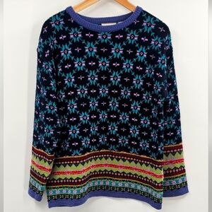 Signature Expressions Vintage Sweater Purple Green Size Medium